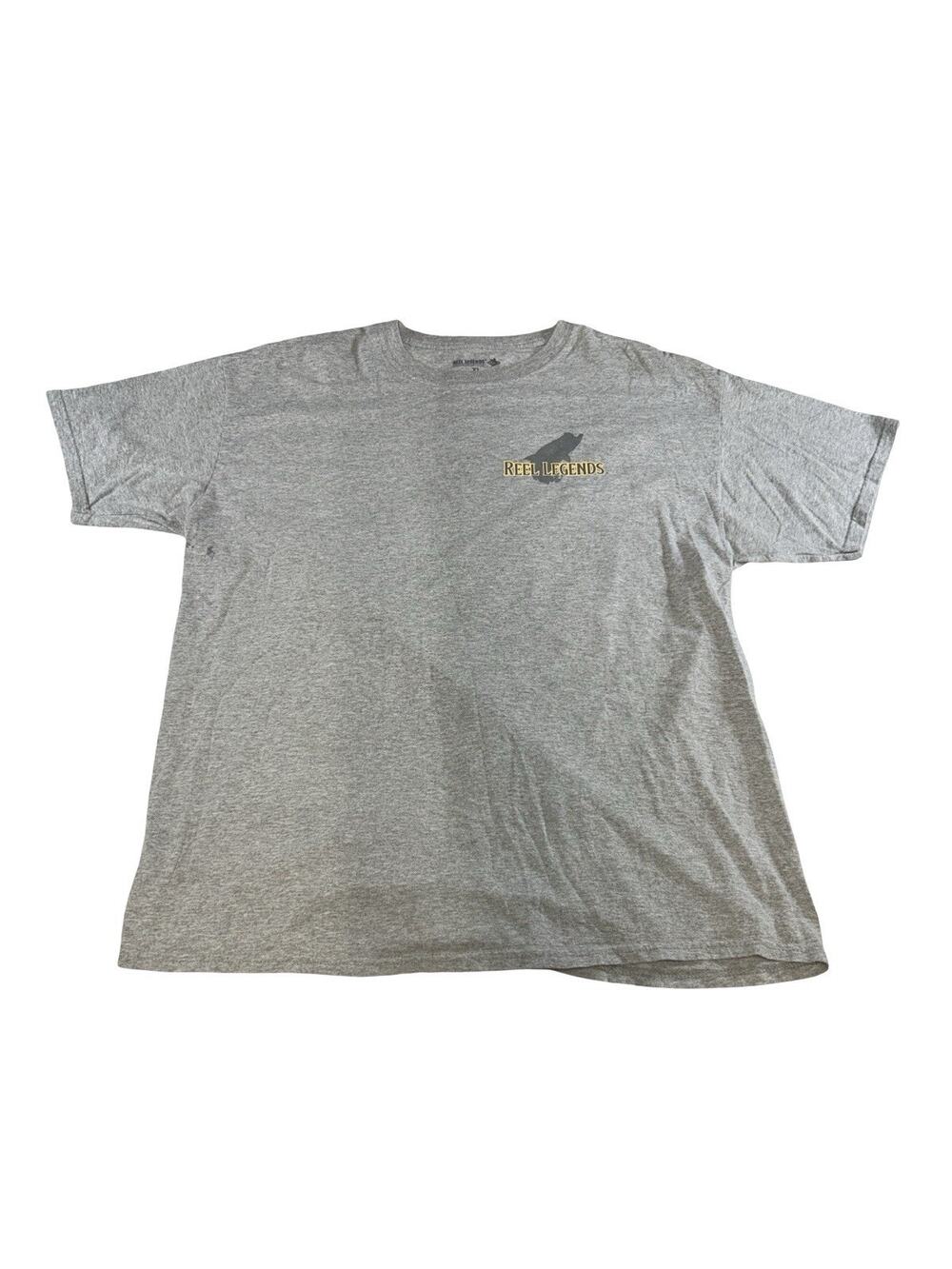Reel Legends Men’s XL Gray Fishing T-Shirt Stains All Over